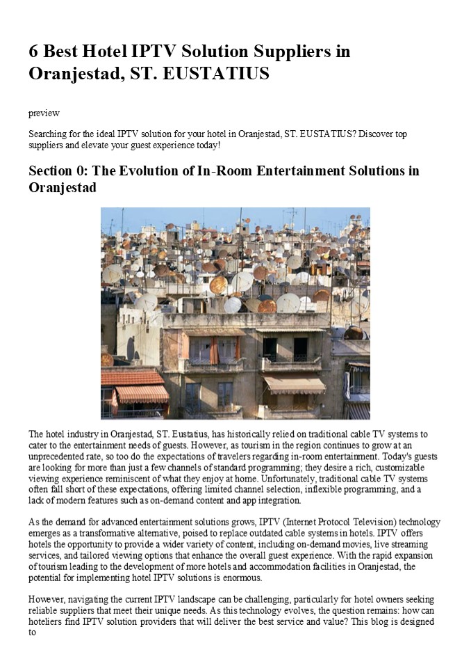 6 Best Hotel IPTV Solution Suppliers in Oranjestad, ST. EUSTATIUS