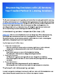 Empowering Decisions with LIE Services: Your Trusted Partner in Lending Solutions