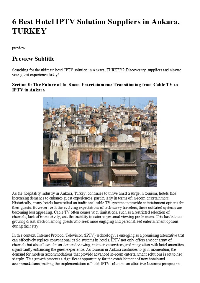 6 Best Hotel IPTV Solution Suppliers in Ankara, TURKEY