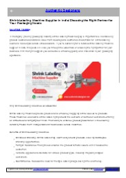 Shrink Labeling Machine Supplier in India Offering Customized Solutions