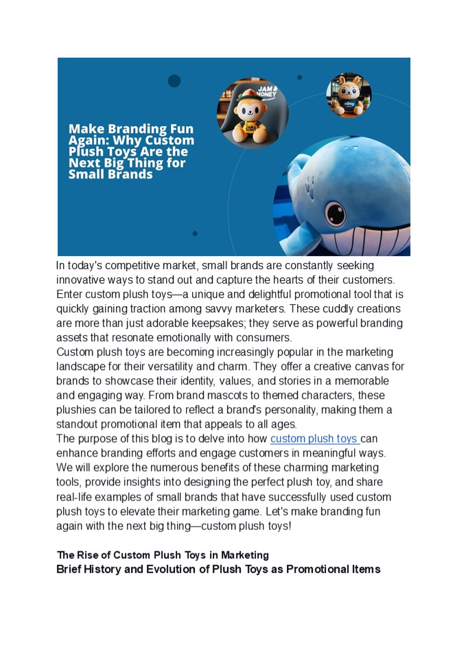 Make Branding Fun Again: Why Custom Plush Toys Are the Next Big Thing for Small Brands