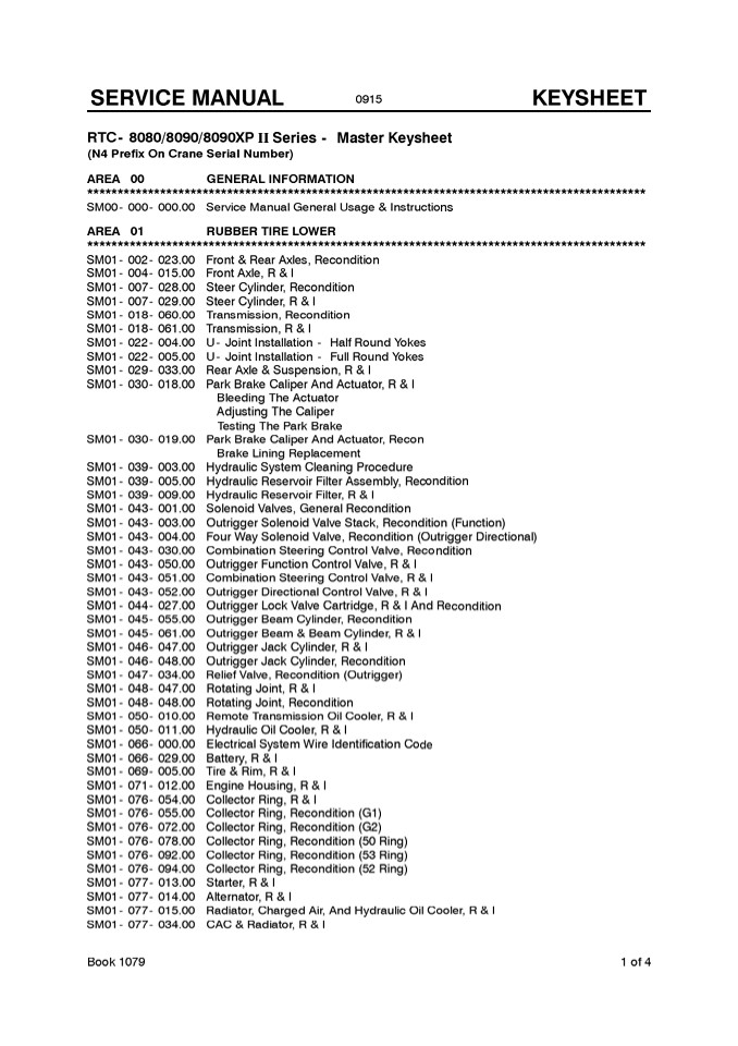 Link Belt 90RT Crane Service Manual PDF