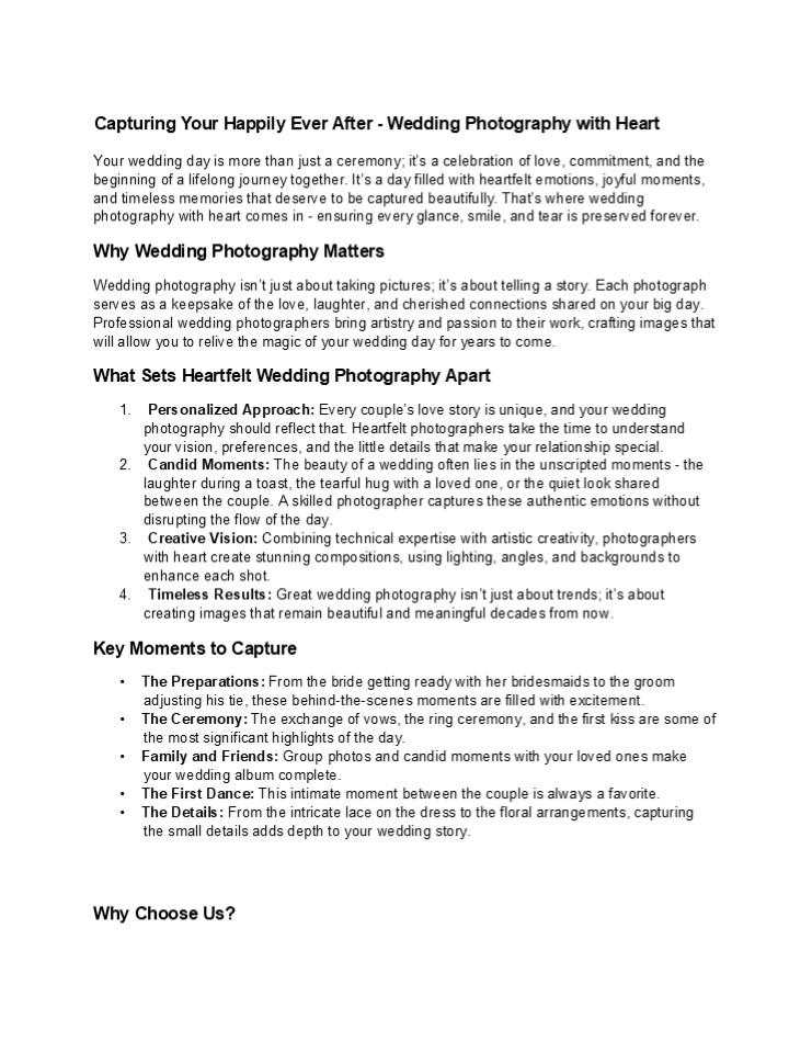 Capturing Your Happily Ever After – Wedding Photography with Heart