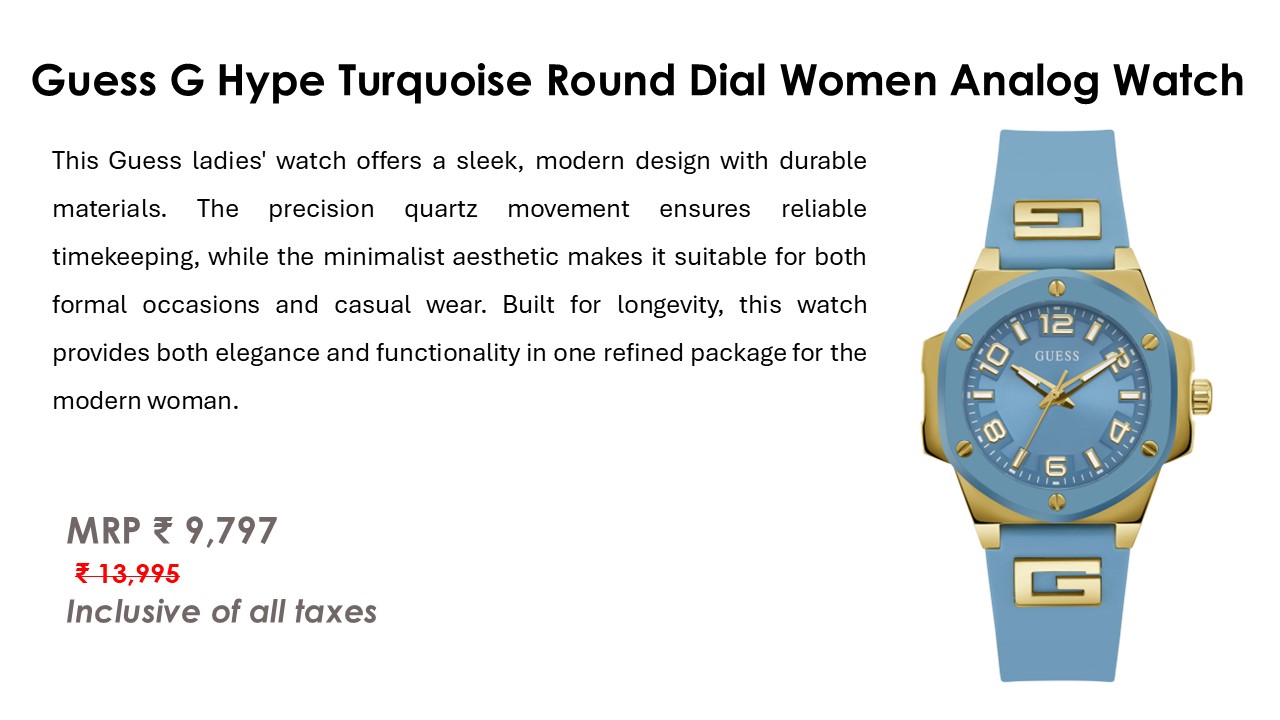 Guess G Hype Turquoise Round Dial Women Analog Watch