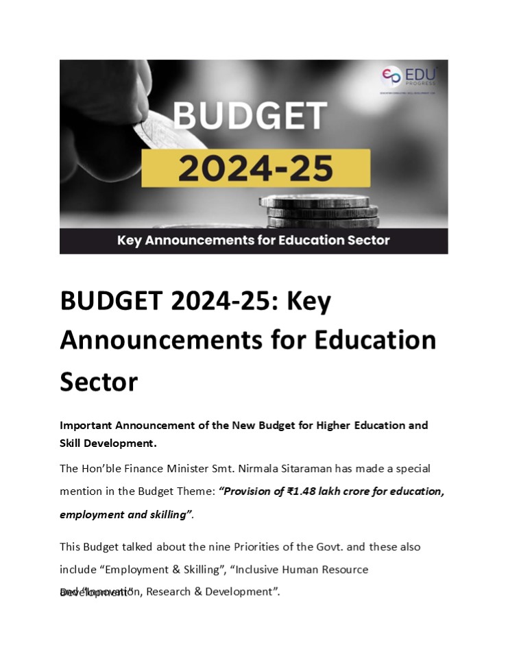 BUDGET 2024-25: Key Announcements for Education Sector