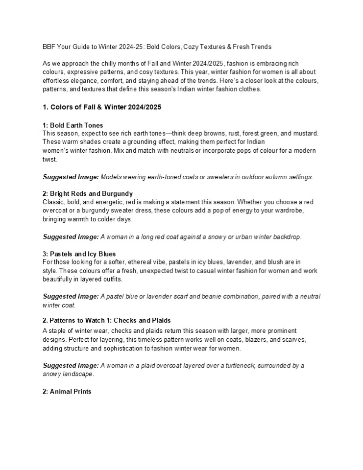 Your Guide to Winter 2024-25: Bold Colors, Cozy Textures & Fresh Trends