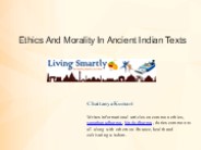 Ethics And Morality In Ancient Indian Texts