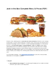 Jack in the Box Restaurant Menu PDF