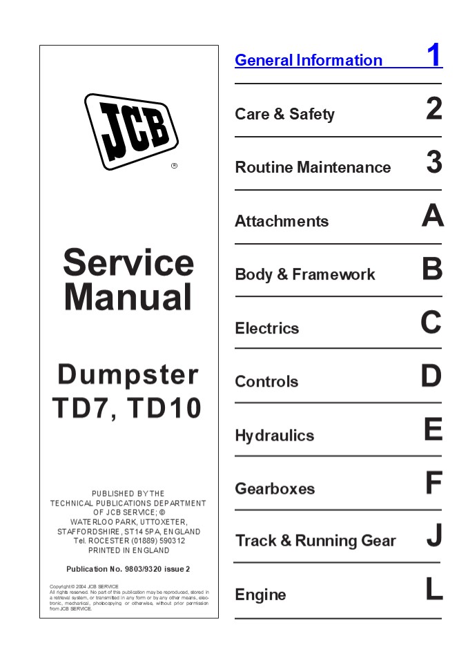 JCB MIDI CX BACKHOE LOADER Service Repair Manual Instant Download 1