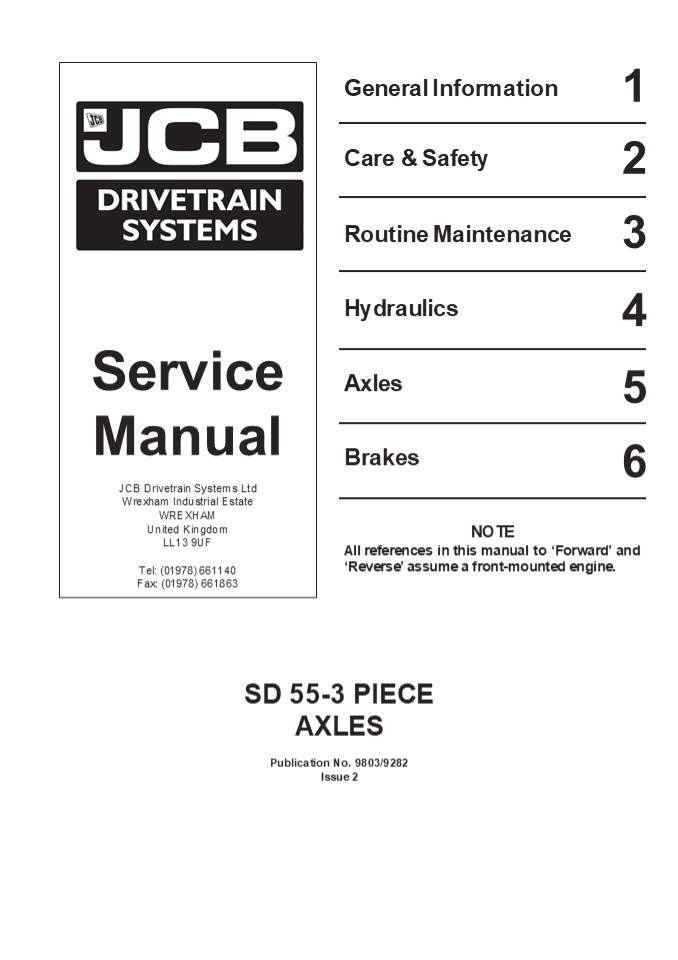 JCB SD55-3 Piece Axles Service Repair Manual Instant Download