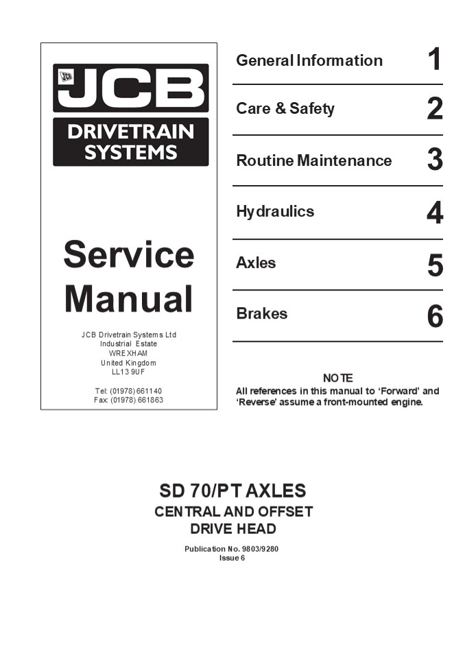 JCB SD70  PT Axles Service Repair Manual Instant Download