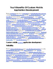 Top 9 Benefits Of Custom Mobile Application Development