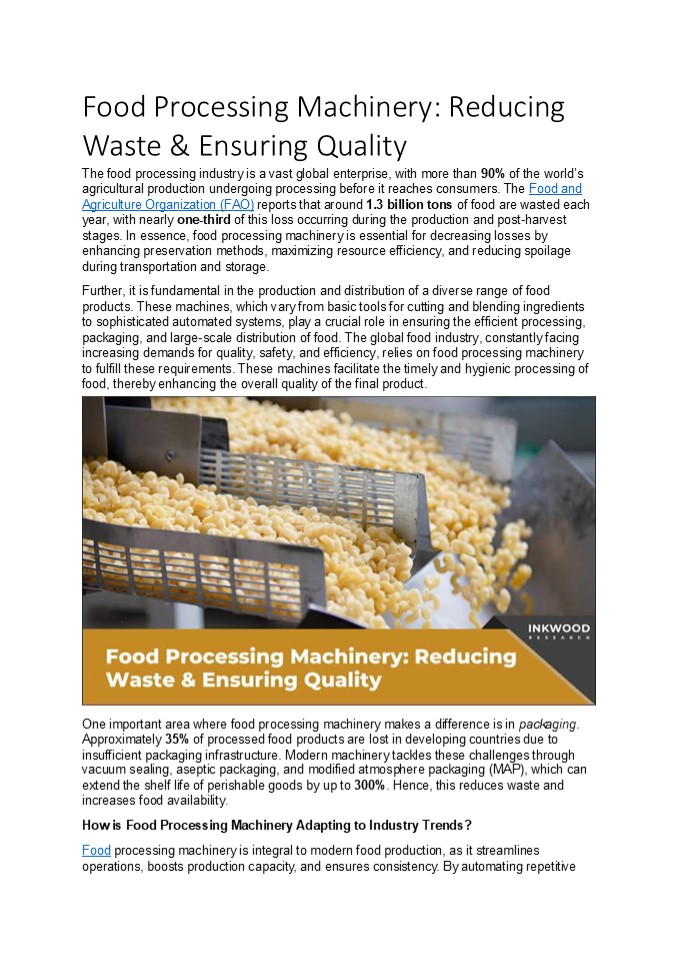 Food Processing Machinery: Reducing Waste & Ensuring Quality