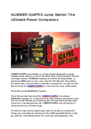 HUMMER H24PRO Jump Starter: The Ultimate Power Companion