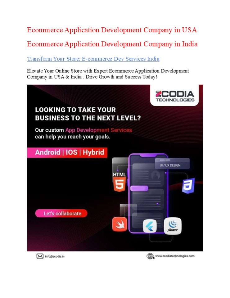 Transform Your Store: E-commerce Dev Services India