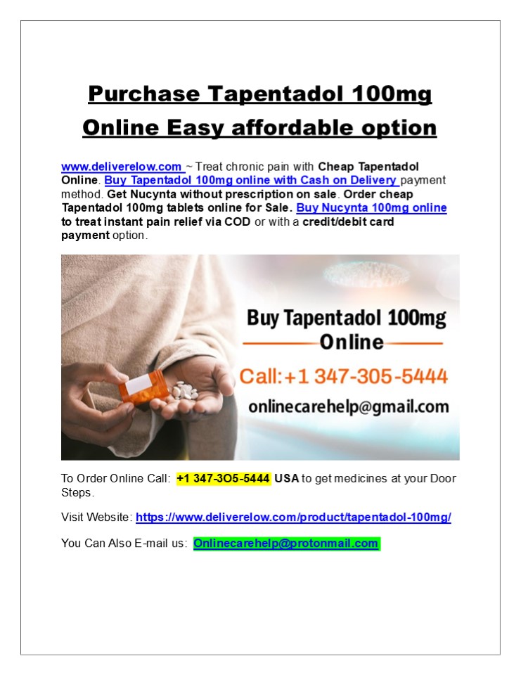 Purchase Tapentadol 100mg Online easy affordable option