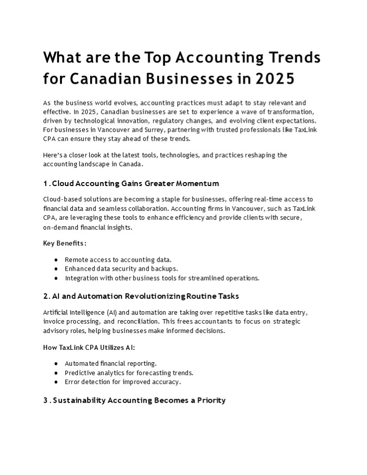 What are the Top Accounting Trends for Canadian Businesses in 2025