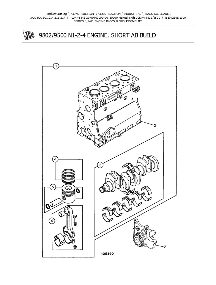 JCB 4CX444 MS 20 (Manual shift 20KPH) BACKOHE LOADER Parts Catalogue Manual Instant Download (Serial Number 00400000-00430000)
