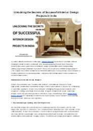 Unlocking the Secrets of Successful Interior Design Projects in India