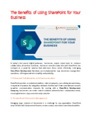 The Benefits of Using SharePoint for Your Business
