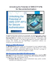 Unlocking the Potential of SMS OTP APIs for Secure Authentication