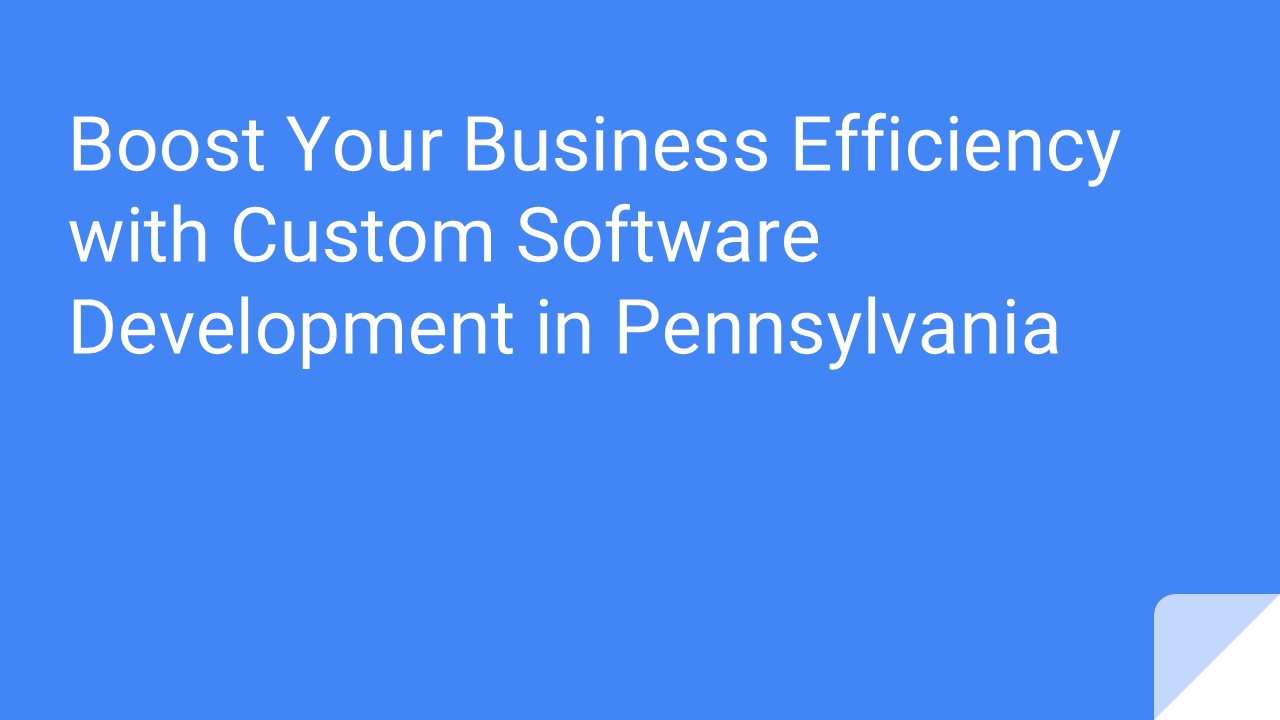Boost Your Business Efficiency with Custom Software Development in Pennsylvania