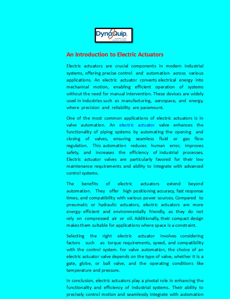 An Introduction to Electric Actuators