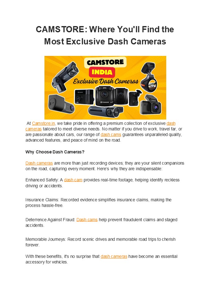 CAMSTORE: Where You'll Find the Most Exclusive Dash Cameras