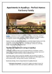 Top Apartments In Ayodhya With World-Class Amenities