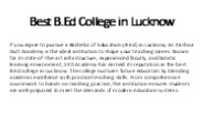 Best B.Ed College in Lucknow