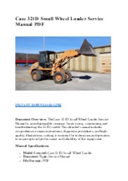 Case 321D Small Wheel Loader Service Manual PDF