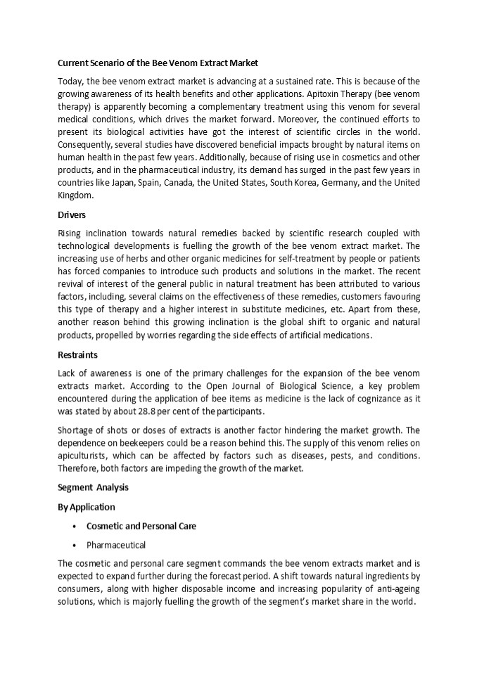 Global Bee Venom Extract Market Trends, Growth, 2032