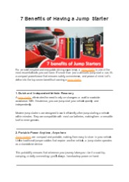 7 Benefits of Having a Jump Starter