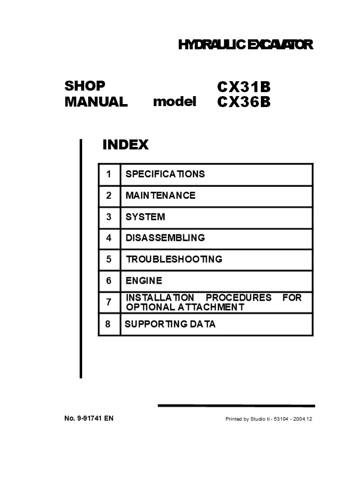 CASE CX36B MINI EXCAVATOR Service Repair Manual Instant Download