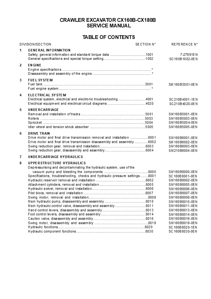 CASE CX180B CRAWLER EXCAVATOR Service Repair Manual Instant Download