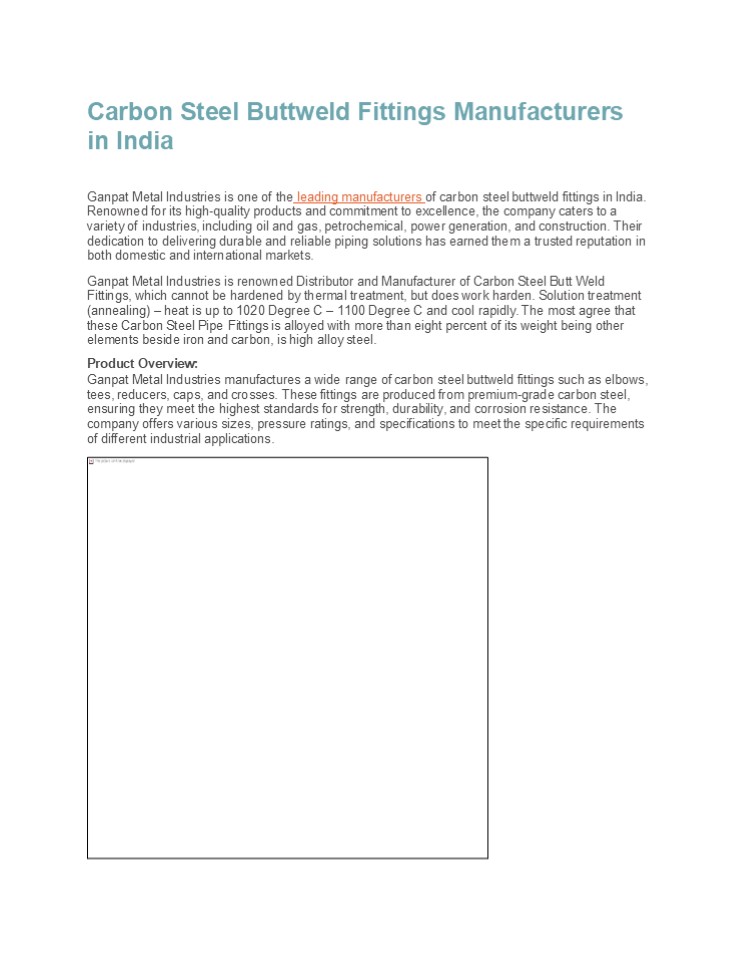 Carbon Steel Buttweld Fittings Manufacturers in India