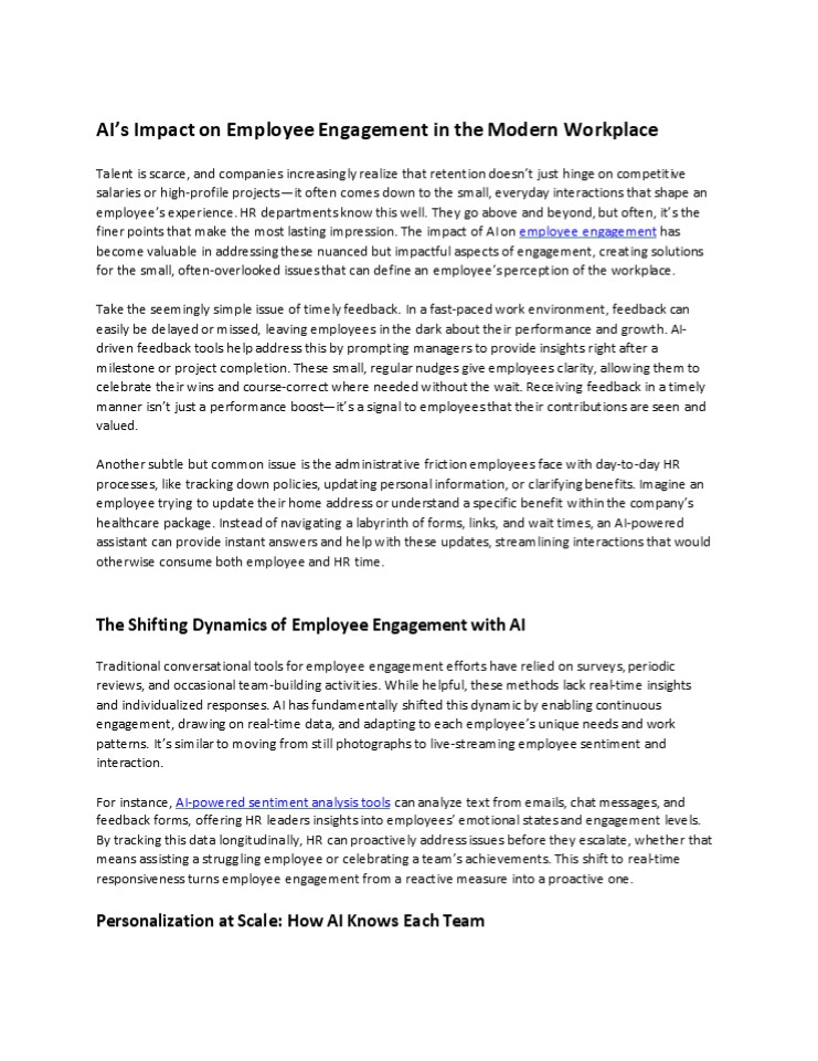 Impact of AI on Employee Engagement