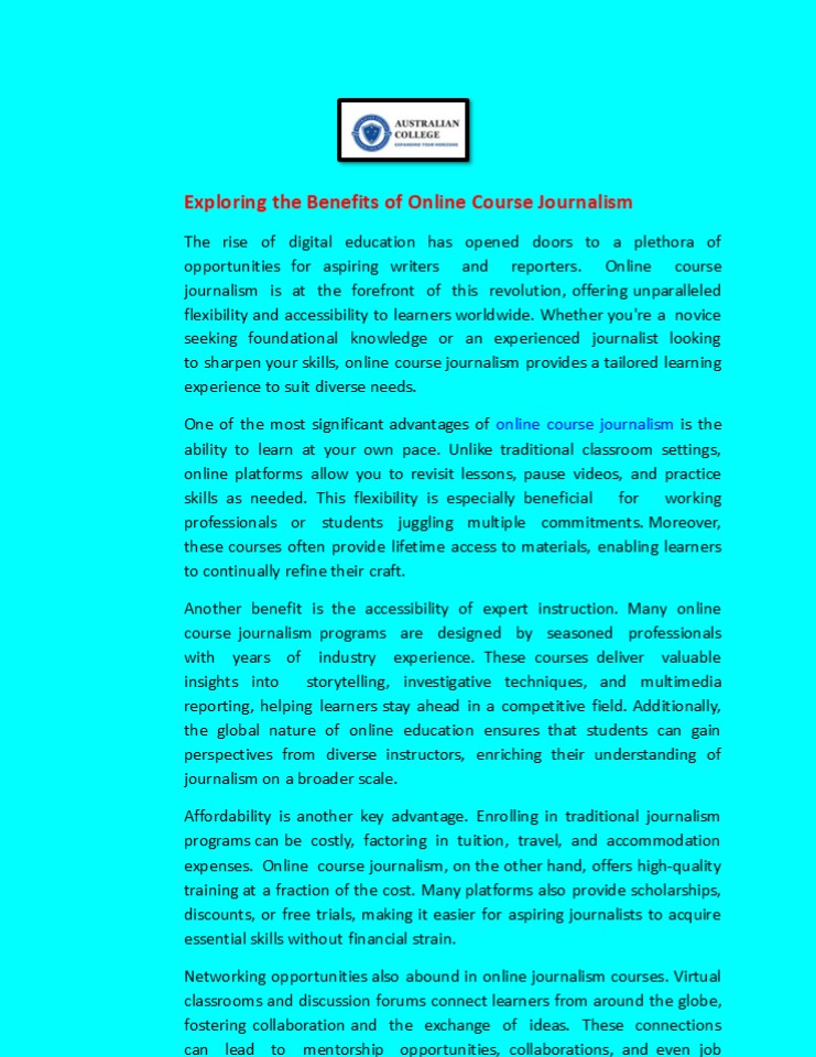 Exploring the Benefits of Online Course Journalism