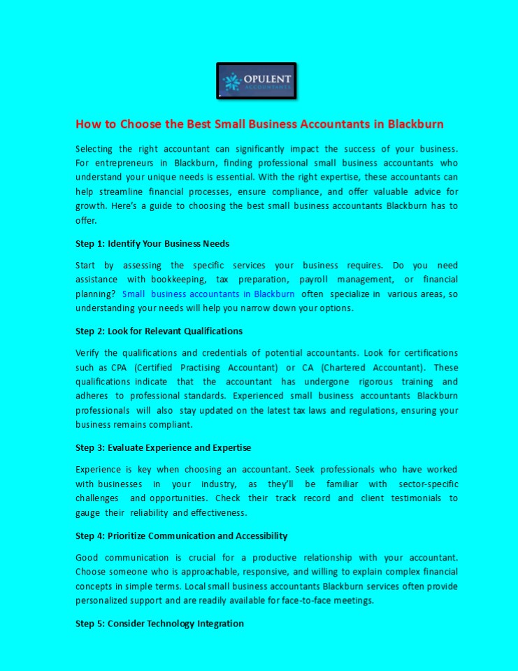 How to Choose the Best Small Business Accountants in Blackburn