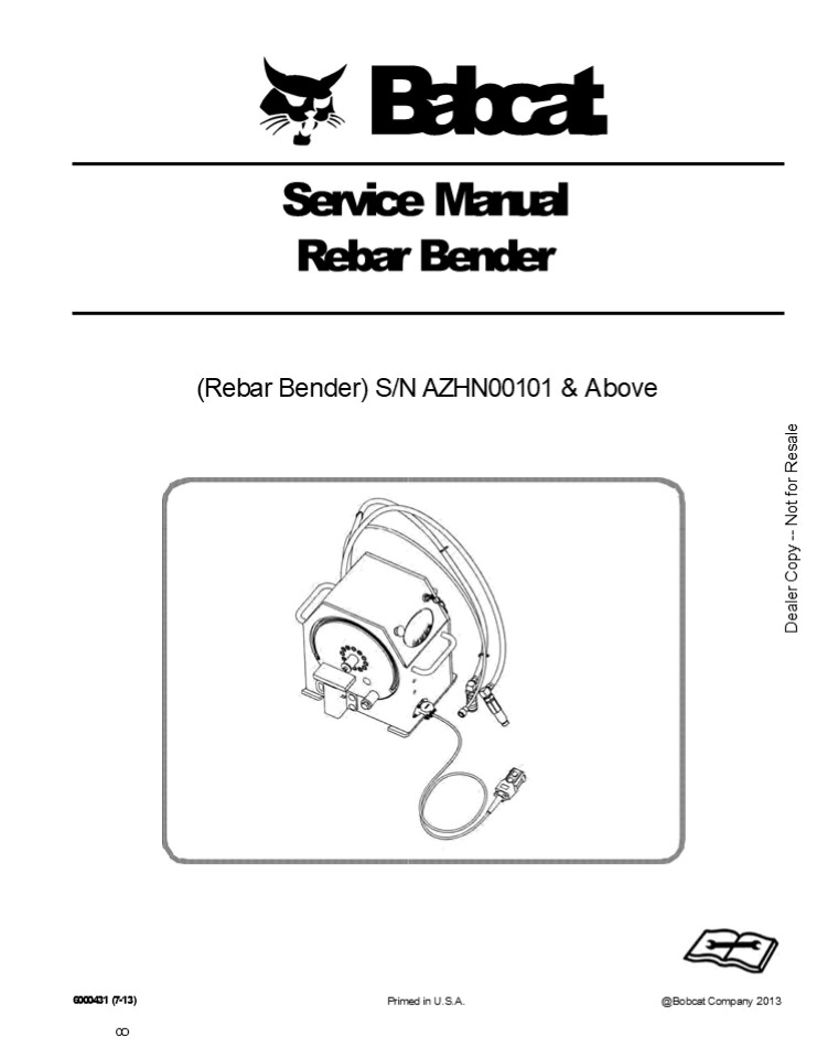 Bobcat Rebar Bender Service Repair Manual Instant Download