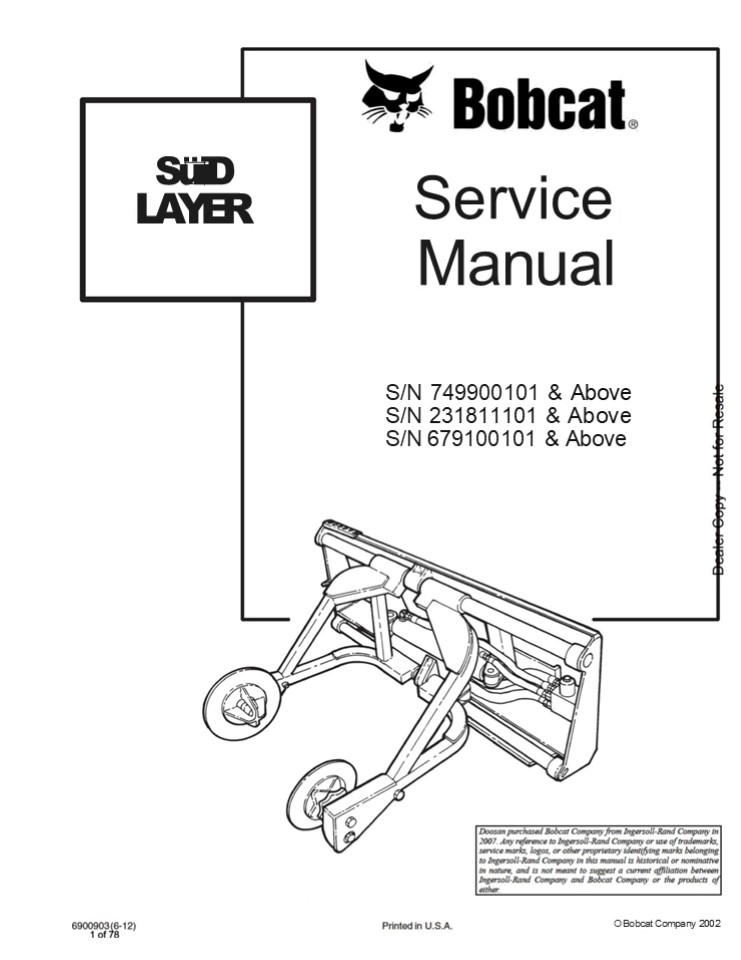 Bobcat Sod Layer Service Repair Manual Instant Download