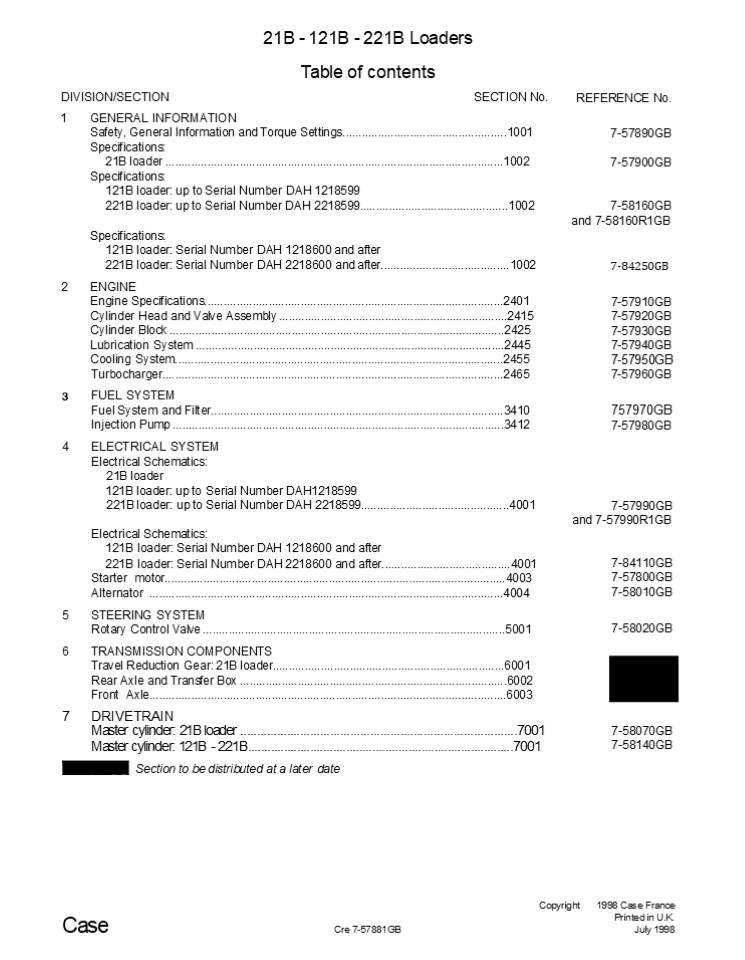 CASE 21B Wheel Loader Service Repair Manual Instant Download