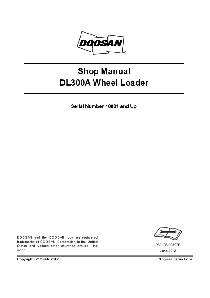 Doosan DL300A Wheel Loader Service Repair Manual Instant Download