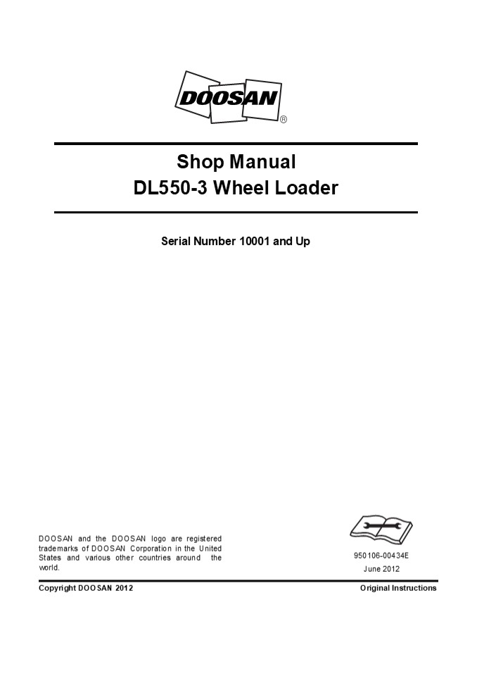 Doosan DL550-3 Wheel Loader Service Repair Manual Instant Download