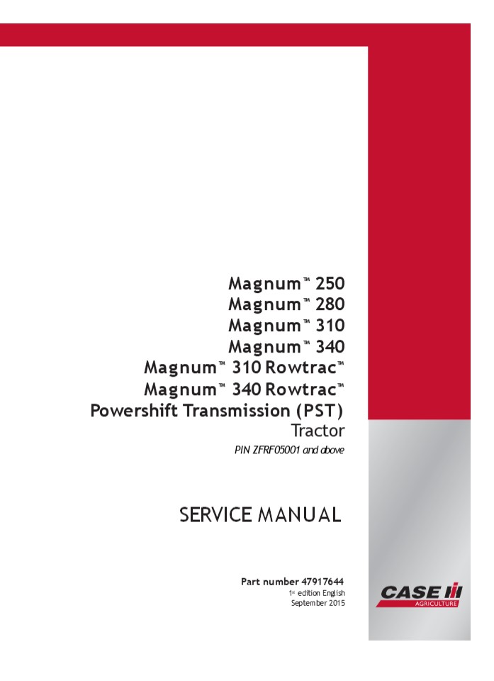 CASE IH Magnum 310 Powershift Transmission (PST) Tier 4B Tractor Service Repair Manual 0