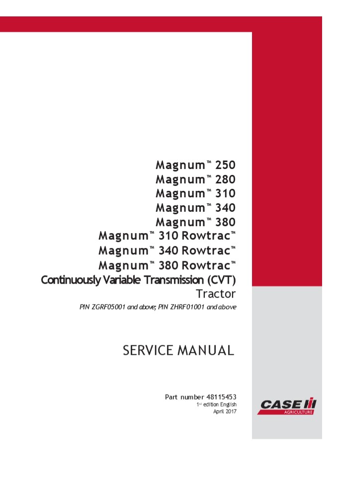 CASE IH Magnum 340 Continuously Variable Transmission (CVT) Tier 4B Tractor Service Repair Manual 8
