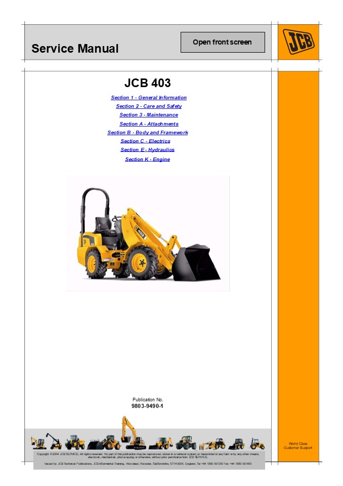 JCB 403 WHEEL LOADING SHOVEL Service Repair Manual Instant Download