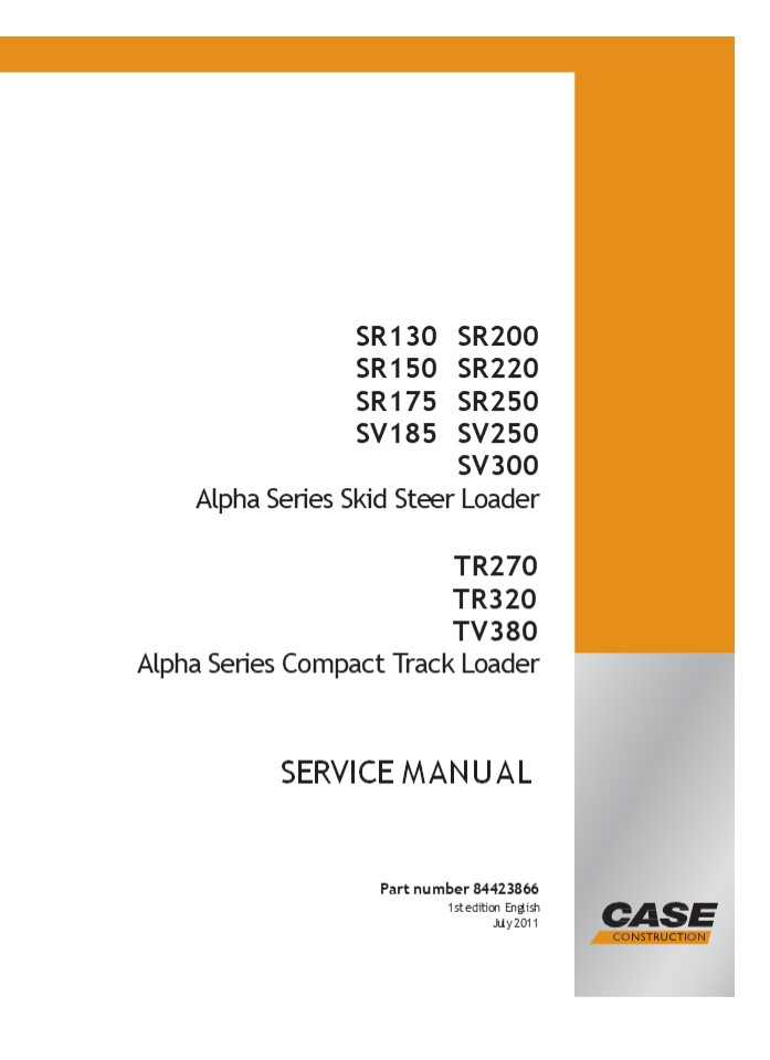 CASE SV185 SKID STEER LOADER Service Repair Manual Instant Download