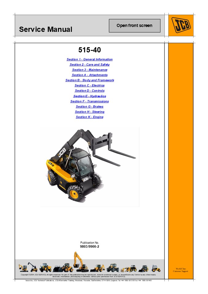 JCB 515-40 TELESCOPIC HANDLER Service Repair Manual Instant Download