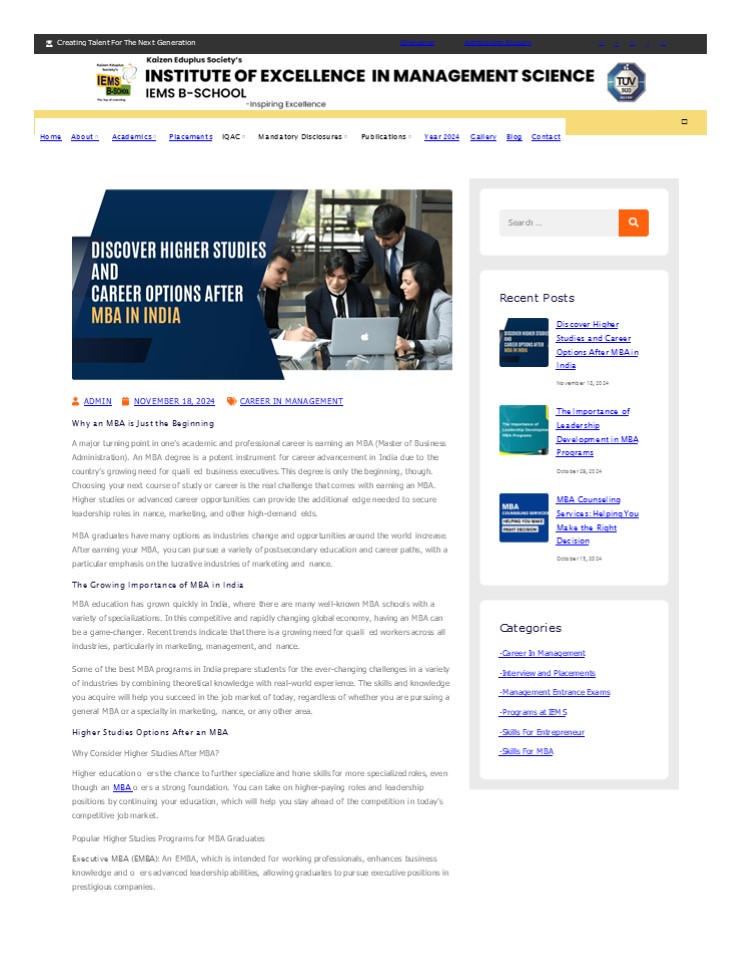 Discover Higher Studies and Career Options After MBA in India